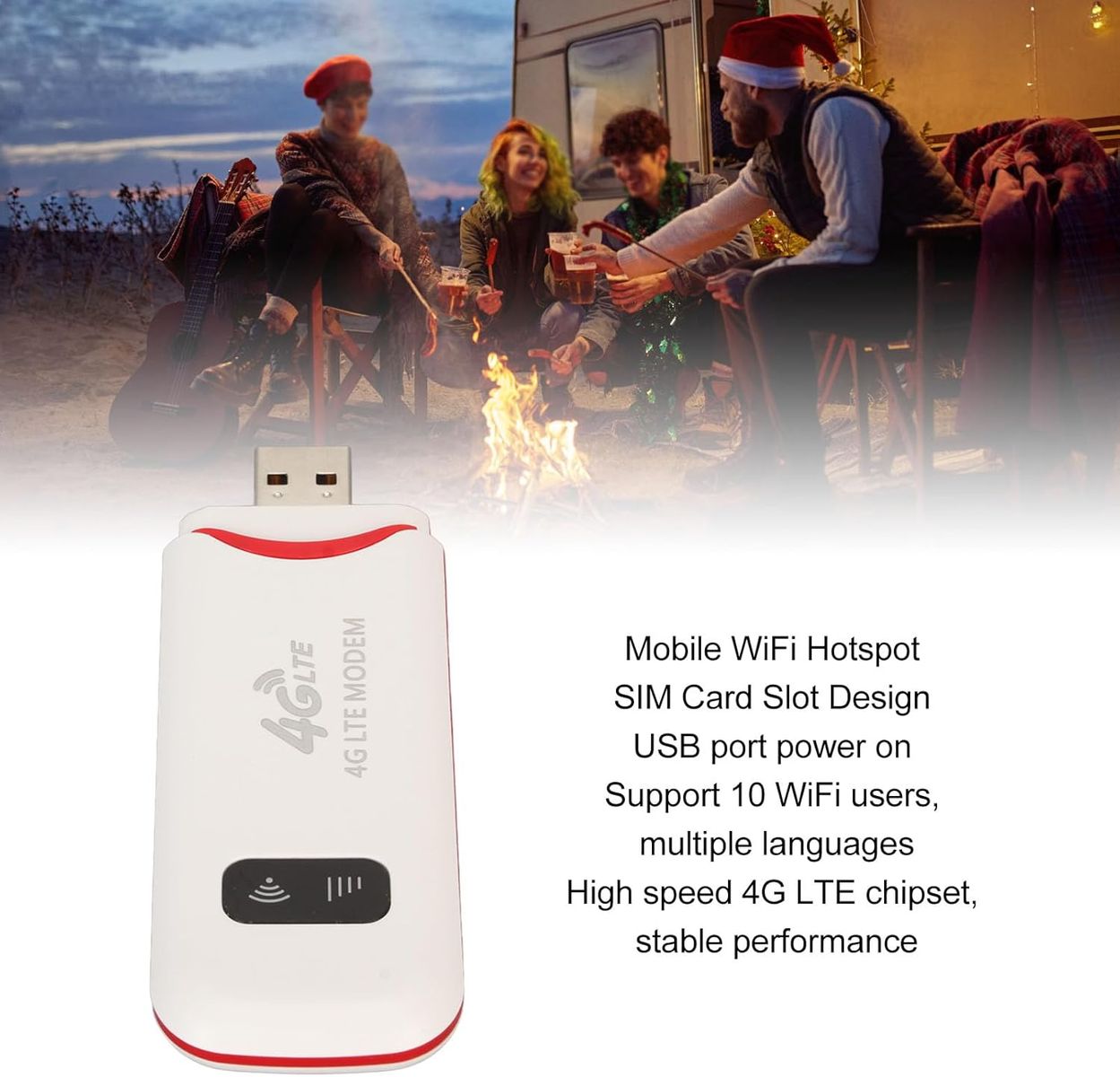 Sxhlseller uct9ngkdwm 4G LTE USB-WLAN-Modem-Dongle, Mobiler WLAN-Hotspot, 300 Mbit/s, SIM-Kartensteckplatz, 10 Geräte, USB Plug-and-Play