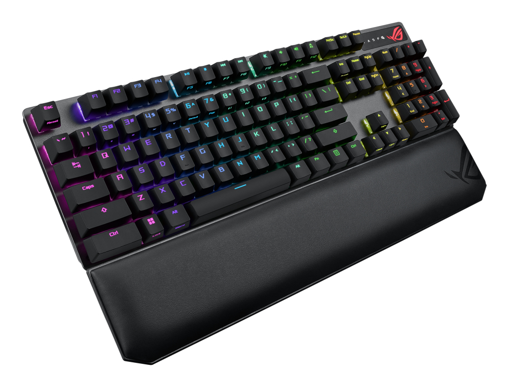 ASUS ROG Strix Scope NX Wireless Deluxe Gaming Tastatur, Kabellos + USB + RF + Bluetooth, ROG NX Red Switches, Vollformat 100% mit Numpad, RGB, Akku, Bluetooth 5.2, Schwarz, DEU (QWERTZ)