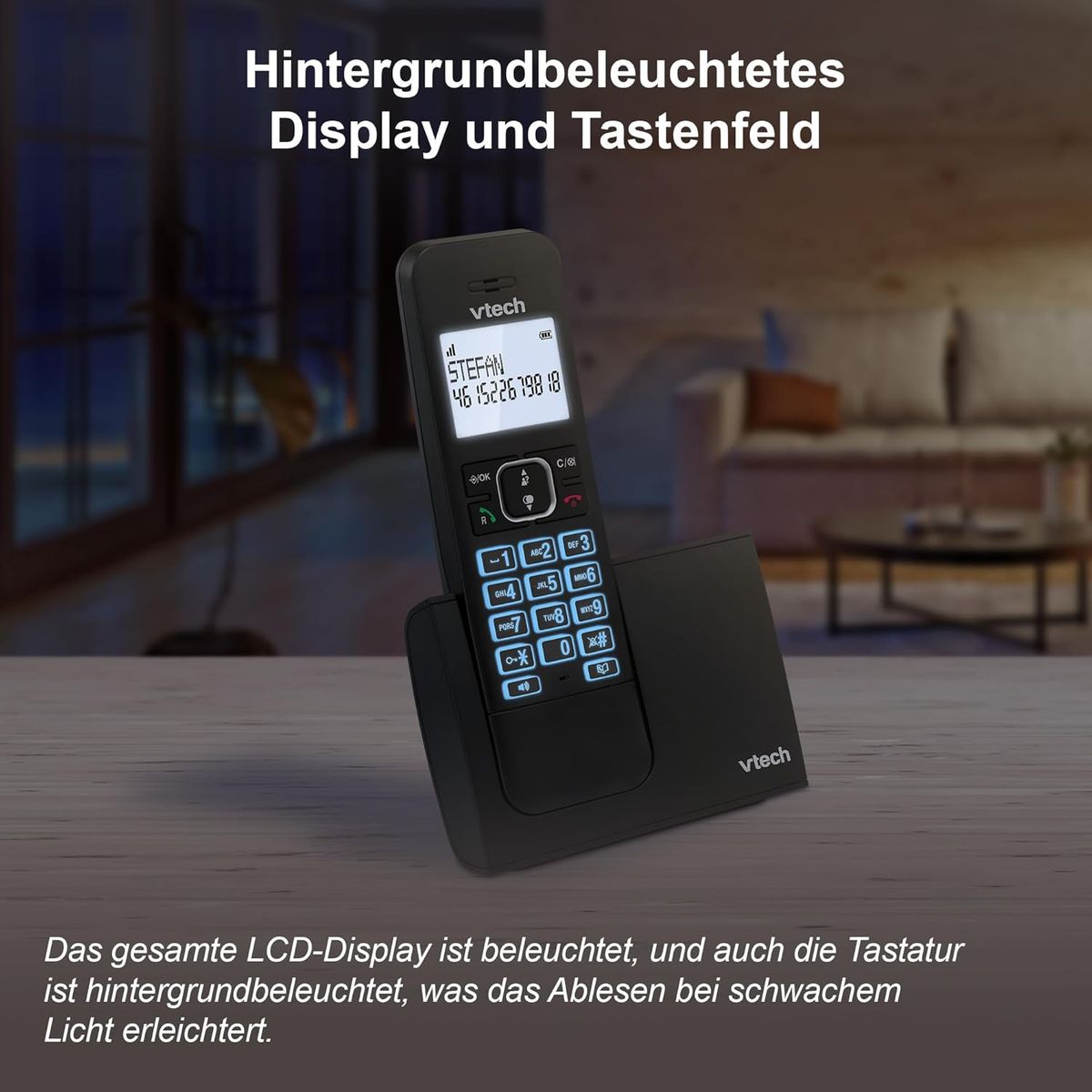 VTech LS1000 DECT Schnurlostelefon Telefon Schnurlos mit innovativer Ladestation, Anrufererkennung/Anklopffunktion, Freisprechfunktion, Display und Tastatur mit Hintergrundbeleuchtetes, ECO-Modus LS1000 1-telefon schnurlos