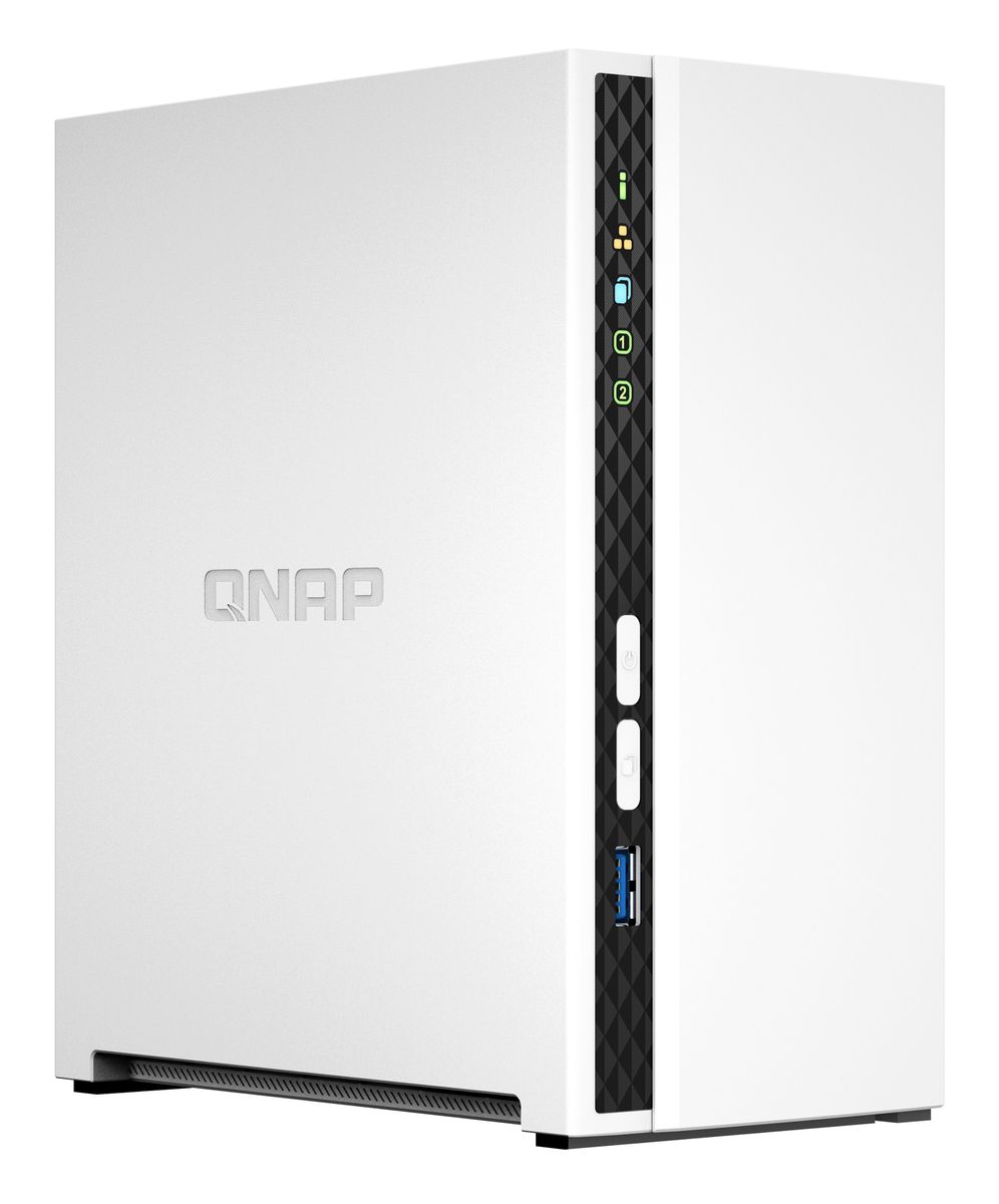 QNAP TS-233 2-Bay NAS Tower, ARM Cortex-A55 2 GHz, 2 GB RAM, QTS 5.0, 65 W, 1x Gigabit LAN, Weiß