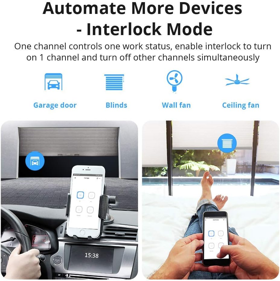 Sonoff 4CH Pro R3 4-Kanal WiFi Schalter 433 MHz, WLAN, Alexa & Google Home, Schwarz