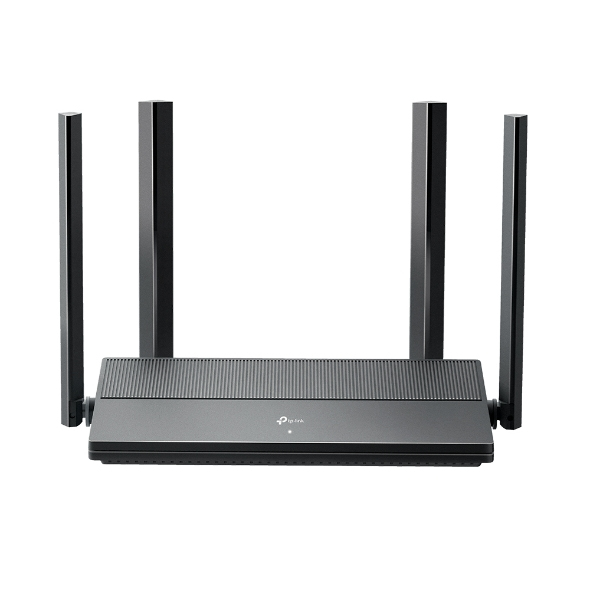 TP-Link EX141 WLAN-Router, Wi-Fi 6 (802.11ax) Dual-Band 1201 Mbit/s, Gigabit Ethernet, 4x LAN, Tabletop, Schwarz, EU V1.0