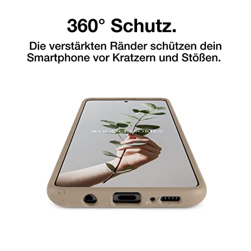 Woodcessories ECO584 Smartphone-Hülle für Samsung Galaxy A52, nachhaltig aus Weizen-Bio-TPU, Taupe, matt, Sturzschutz, extra Grip, veganes Material