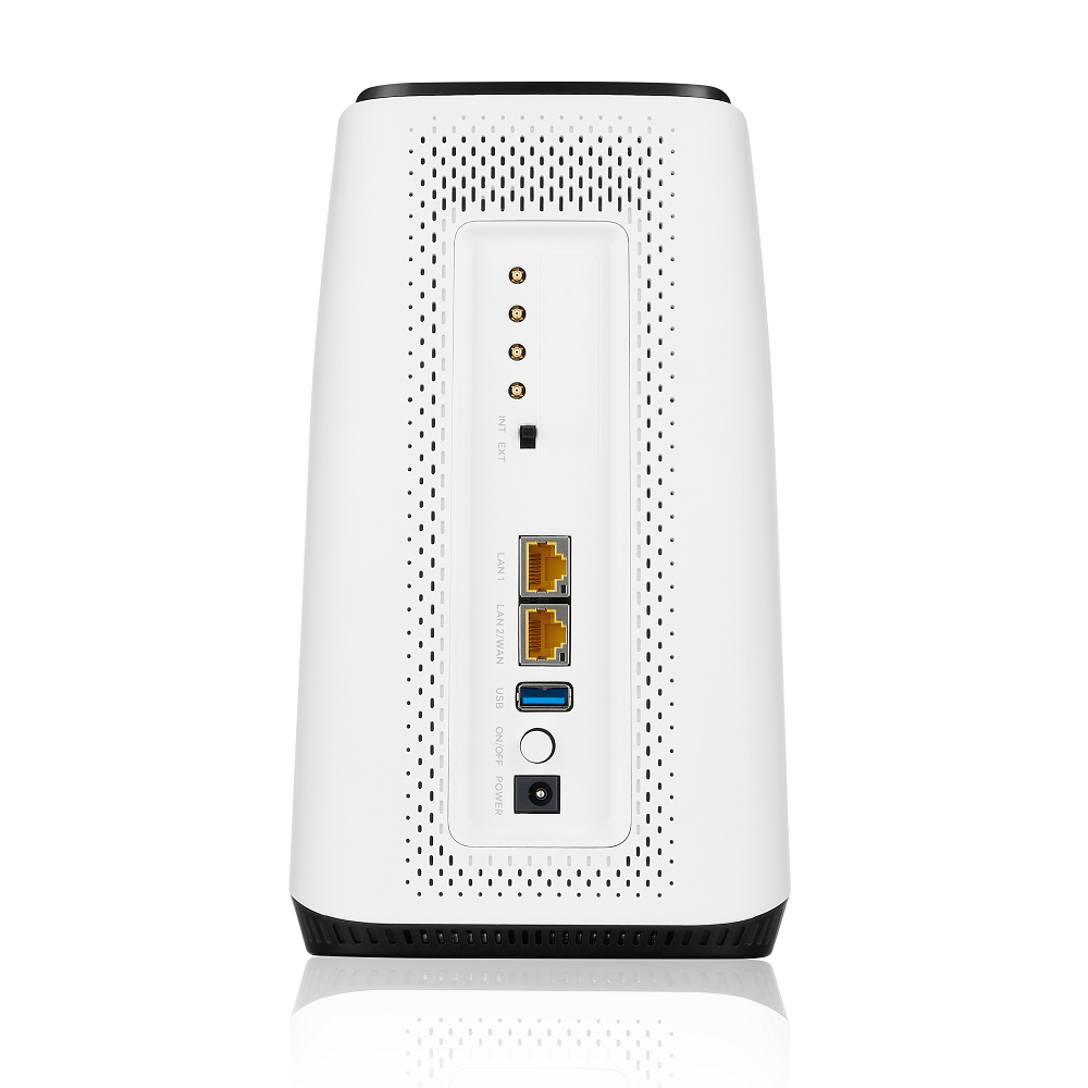 Zyxel FWA-510-EU0102F 5G FWA-Router, WiFi 6 (AX3600) Tri-Band, Multi-Gigabit Ethernet, SIM-Karten-Slot, TS9-Antennen, USB-A, Nebula Cloud, Schwarz/Weiß