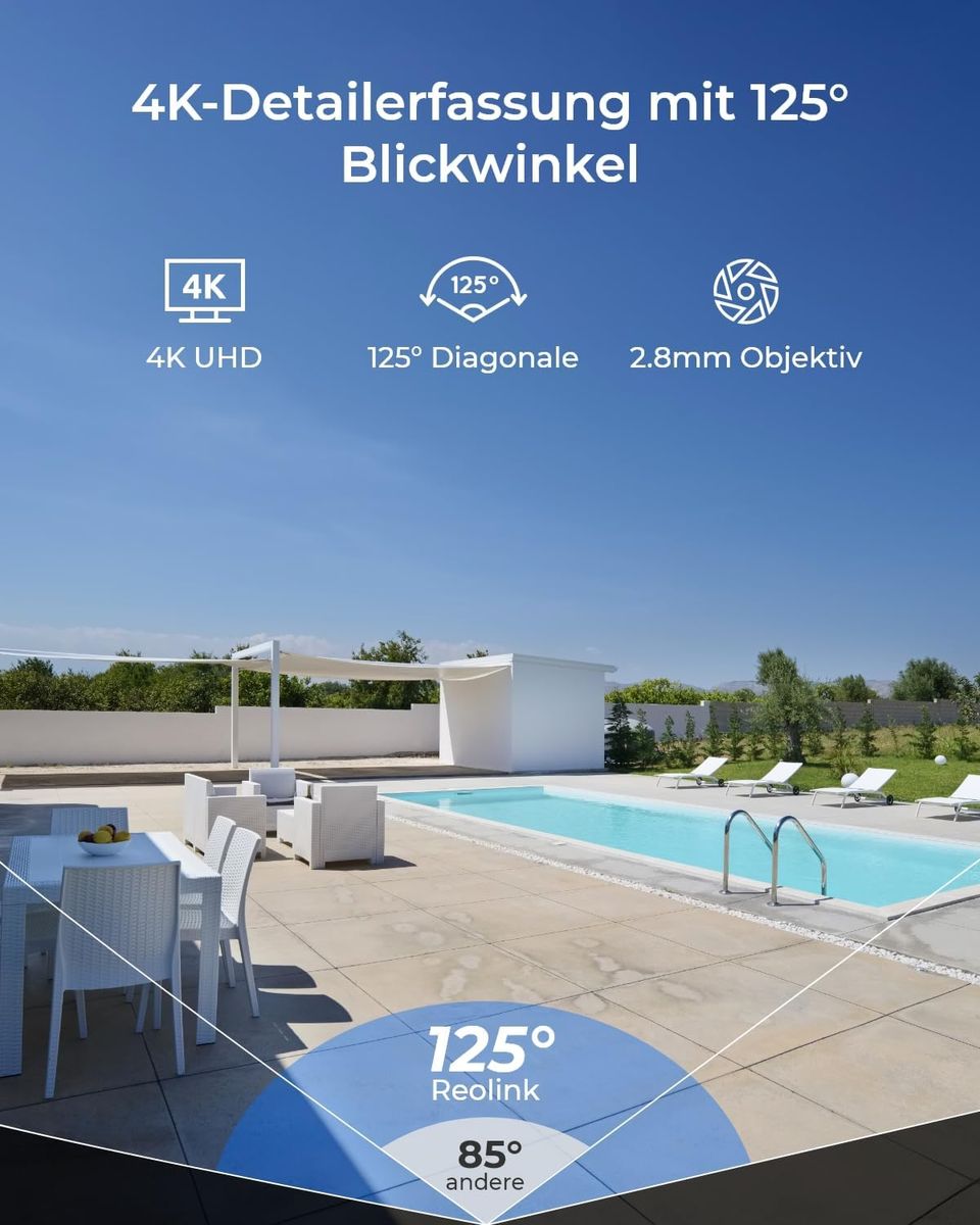 Reolink RLC-840A 4K UHD PoE Überwachungskamera, IK10 Vandalismusschutz, IP67, Farbnachtsicht, Personen-/Fahrzeug-/Tiererkennung, Zwei-Wege-Audio