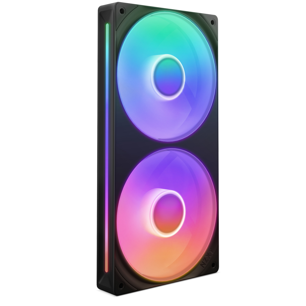 NZXT RF-U24HF-B1 Gehäuselüfter 240mm, 2400 RPM, 75,12 CFM, 3,3 mmH2O, FDB-Lager, 8x RGB-LEDs, 120x240x26 mm, Schwarz