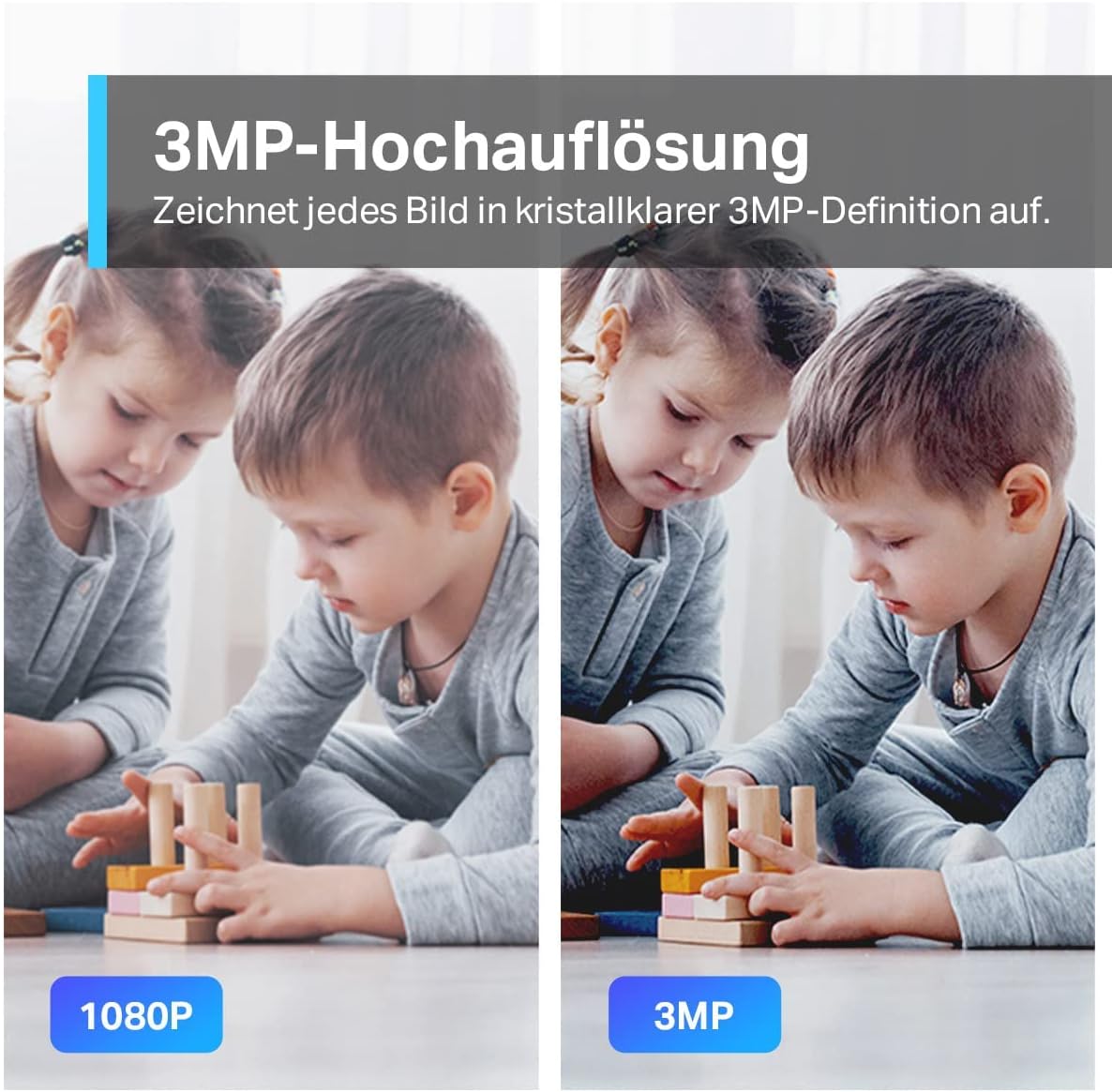 TP-Link Tapo C210P2 WLAN IP Kamera Überwachungskamera (Linsenschwenkung und Neigung, 3MP-Auflösung, 2-Wege-Audio, Nachtsicht zu 9m, bis zu 256 GB lokaler Speicher)