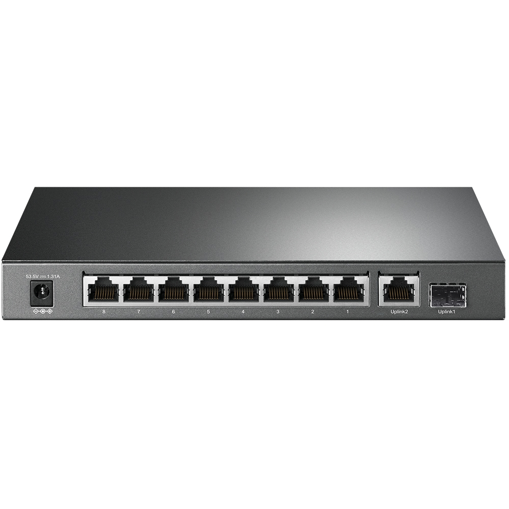 TP-Link TL-SG1210P(UN) V3.0 Unmanaged Gigabit Switch, 9x RJ45 (8x PoE+), 1x SFP, 63W PoE, Metallgehäuse, Wandmontage, Grau