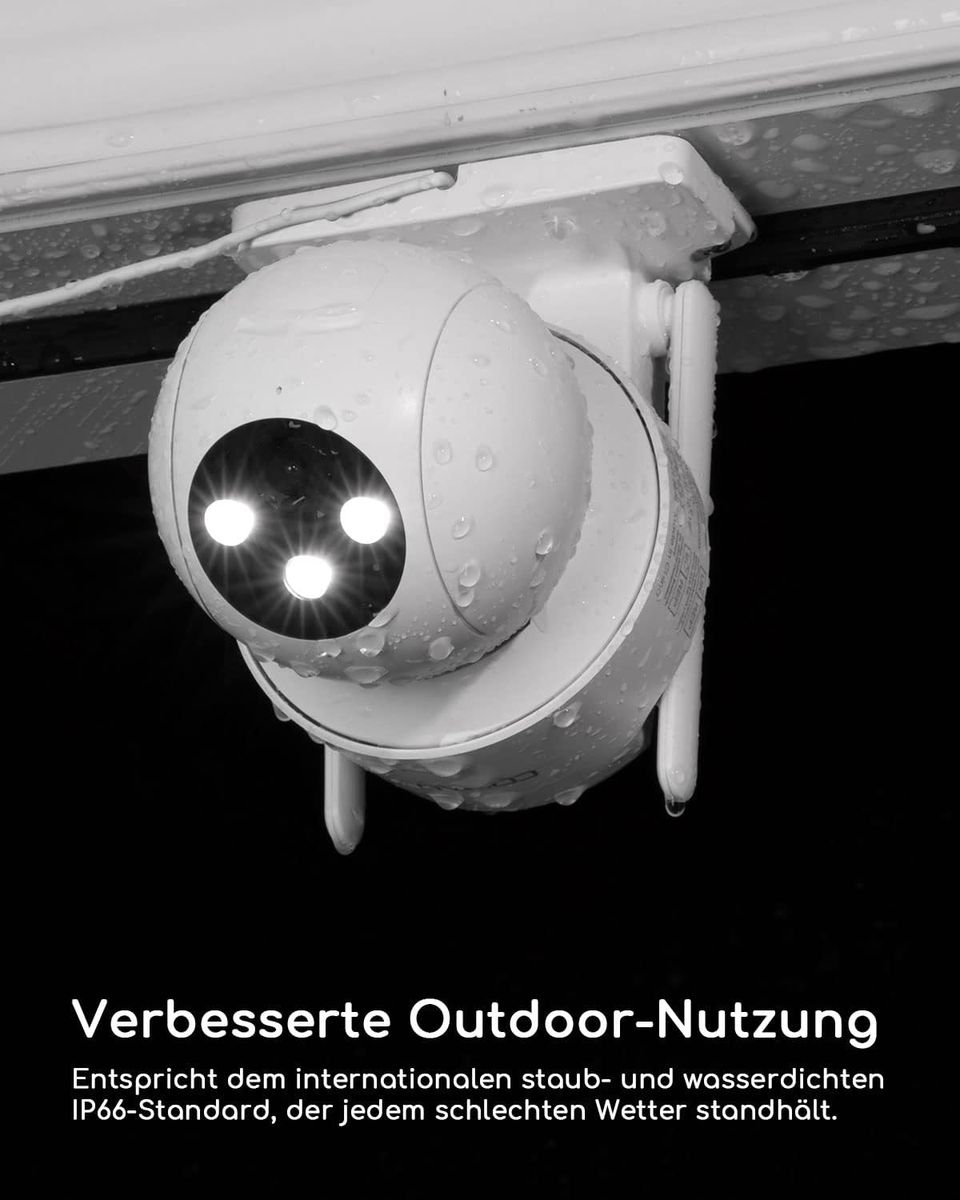 COOAU 2K Überwachungskamera Aussen,PTZ WLAN Kamera Outdoor IP WiFi Kamera Überwachung Außen mit Automatische Menschliche Verfolgung,24/7 Aufnahme,Nachtsicht in Farbe,IP66, SD-Karte/Cloud-Speicher 1 Stück