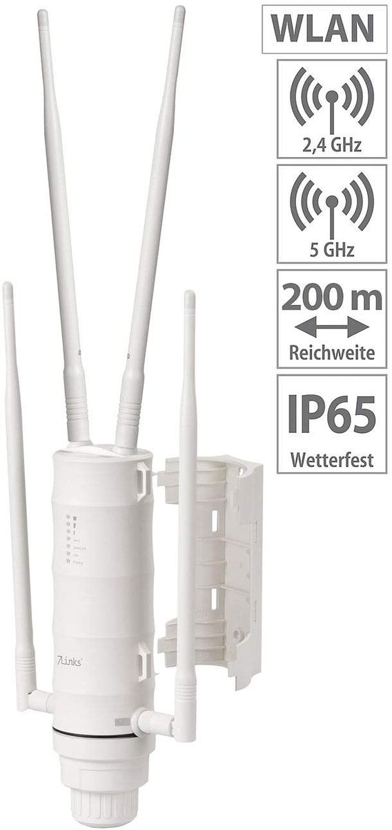 7links WLAN amplifier: weatherproof outdoor Wi-Fi repeater 1,200 Mbit/s for 2.4 5 GHz Wi-Fi antenna