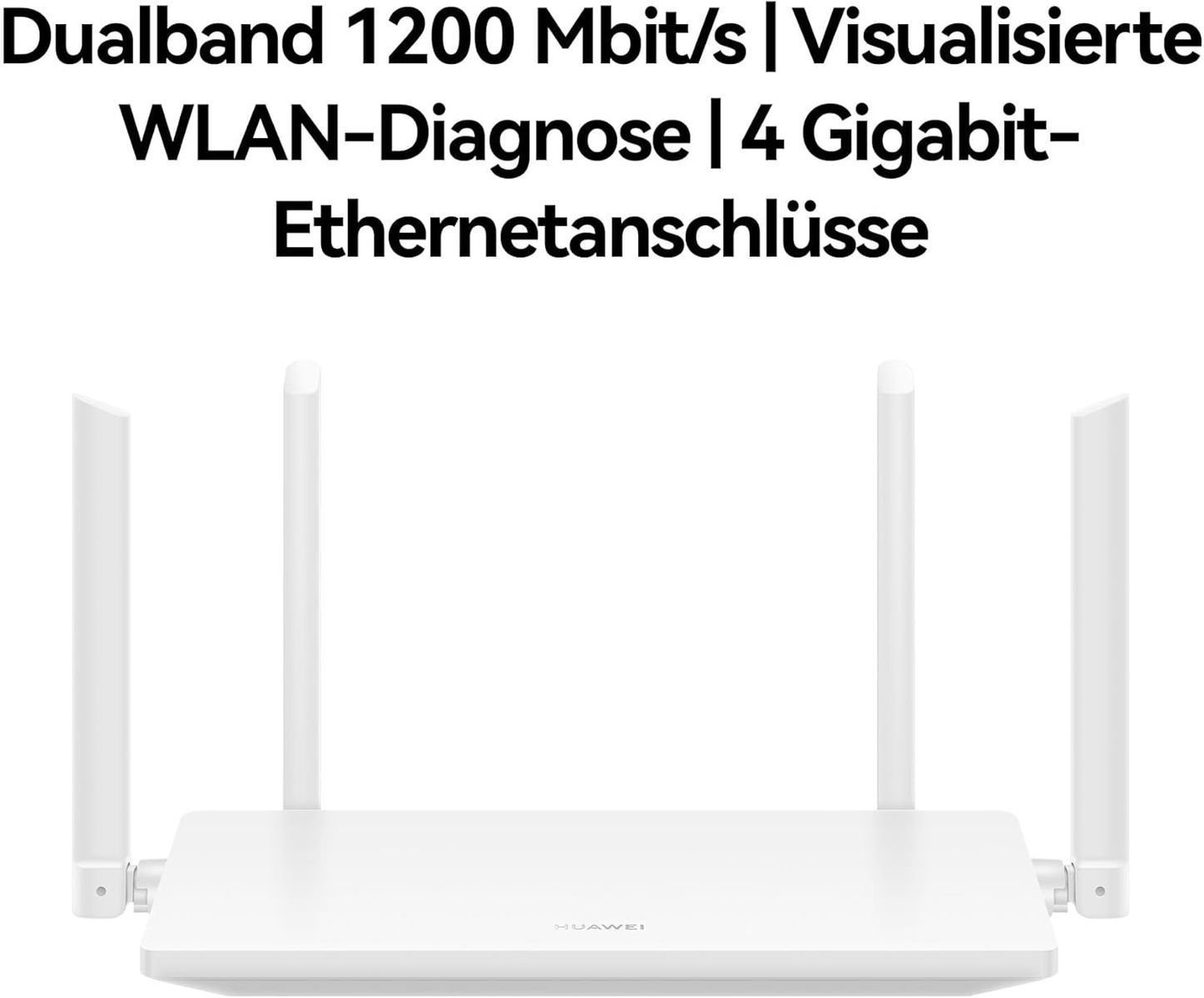 HUAWEI WS5203-22 WiFi AX1 AC1200 Dualband WLAN-Router, Wi‑Fi 5, 4x Gigabit-LAN, 1x WAN, EasySetting, Huawei AI Life, Visualisierte WLAN-Diagnose, EU