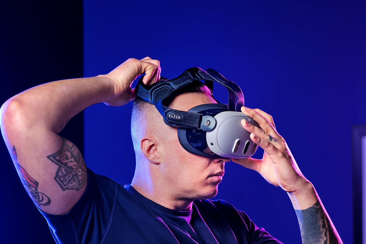 Razer Head Strap System - Ergonomisches VR-Kopfriemen-System für Meta Quest 3 - Verstellbares bequemes Kopfband mit ResMed-Technologie (Optimale Gewichtsverteilung, Slip-On-Design) Schwarz