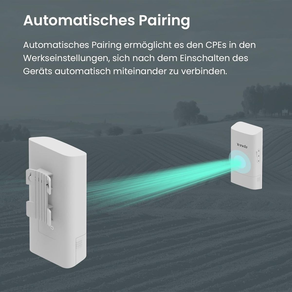 Tenda O1-5G Kit Outdoor WLAN Bridge Point-to-Point CPE 5 GHz 867 Mbit/s, 9 dBi Richtantenne, Passive PoE, 1 km Reichweite, IP65, Zentrales Management, 2er Pack, EU