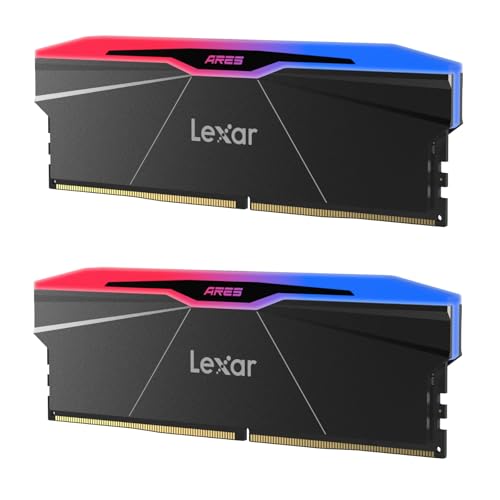 Lexar LD5U16G60C26BR-RGD ARES Gen2 RGB DDR5 RAM 32GB (2x16GB) 6000 MT/s CL26 UDIMM Desktop-Speicher, AMD EXPO, SK hynix, 1.45V