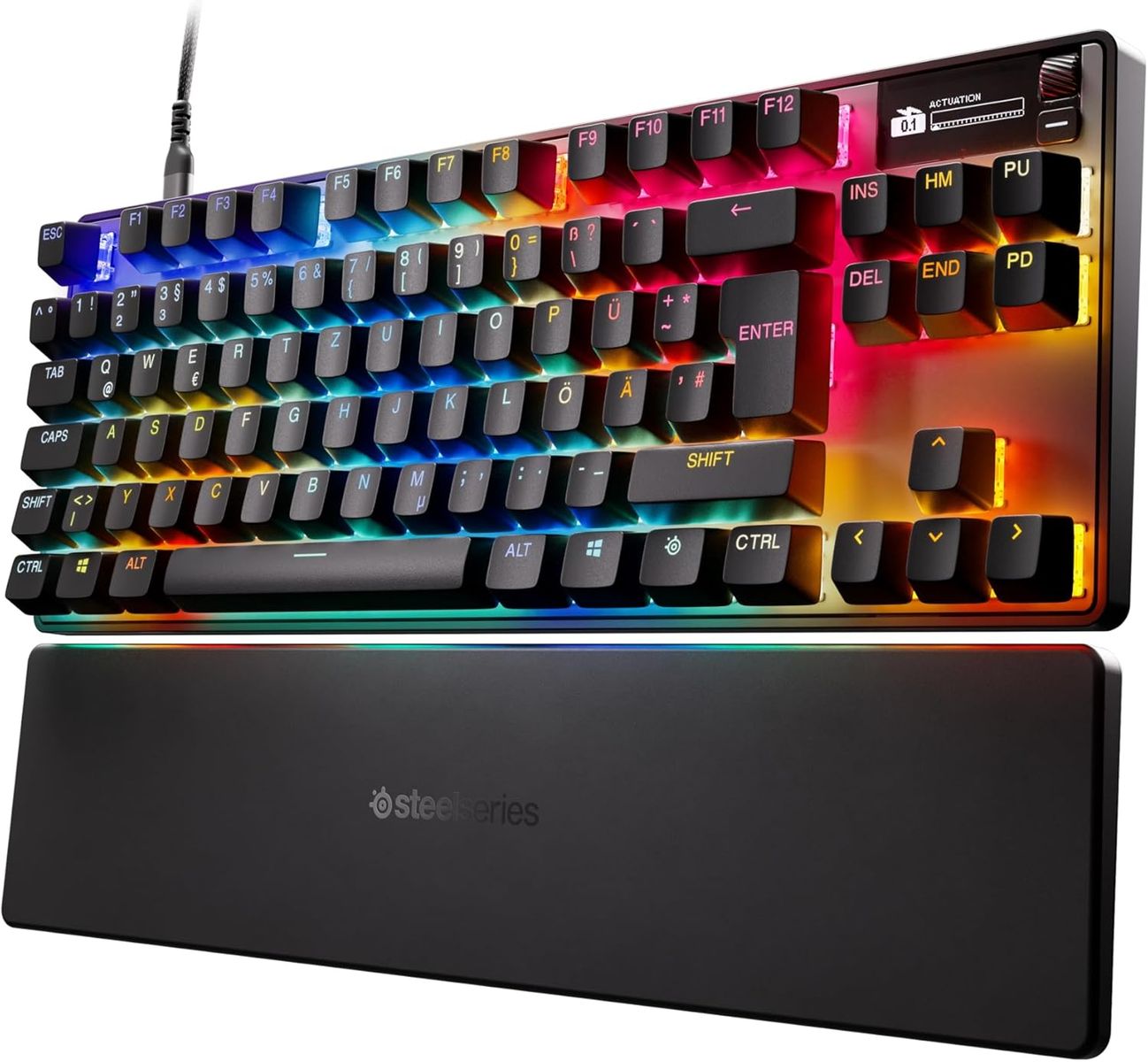 SteelSeries Apex Pro TKL Gen 3 - HyperMagnetic Gaming-Tastatur - OmniPoint 3.0 Switches - Anpassbares Ansprechverhalten - Rapid Trigger - Rapid Tap/SOCD - OLED - PBT-Keycaps - USB-C - (DEU Layout - QWERTZ)