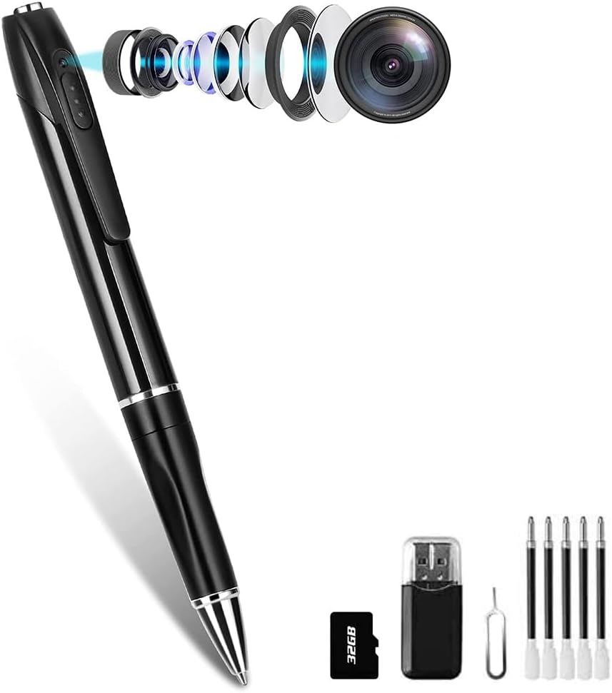 MAGENDARA A1 Mini Stiftkamera 1080p, tragbare Pen-Kamera, Spionage-Kamera mit 32GB, Wi-Fi, 150 Min Akku, Innen, Schwarz