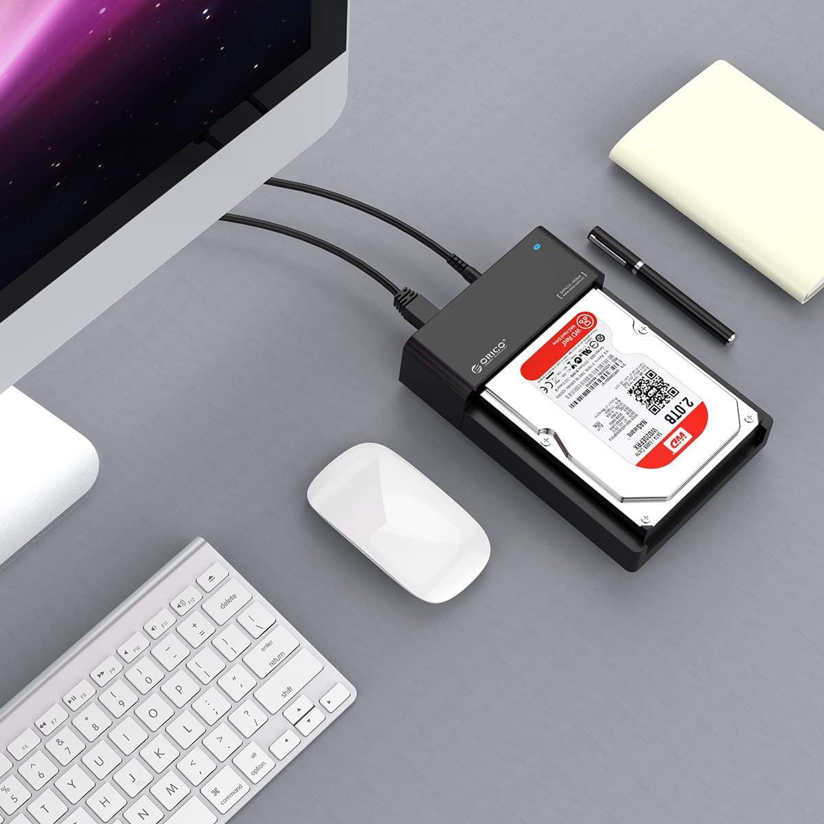 ORICO USB 3.0 und eSATA auf 2,5/3,5 Zoll SATA Externe Festplatten-Dockingstation – Schwarz