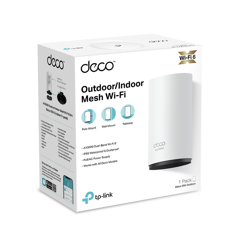 TP-Link Deco X50-Outdoor Mesh-System, Dual-Band Wi-Fi 6 (802.11ax), PoE, Outdoor, 1er Pack, Weiß, EU V1.0