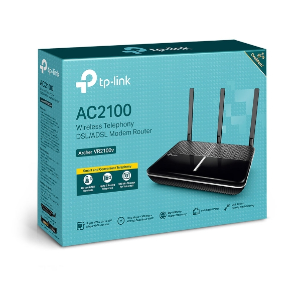 TP-Link Archer VR2100v WLAN-Router Gigabit Ethernet Dual-Band (2,4 GHz/5 GHz) Schwarz