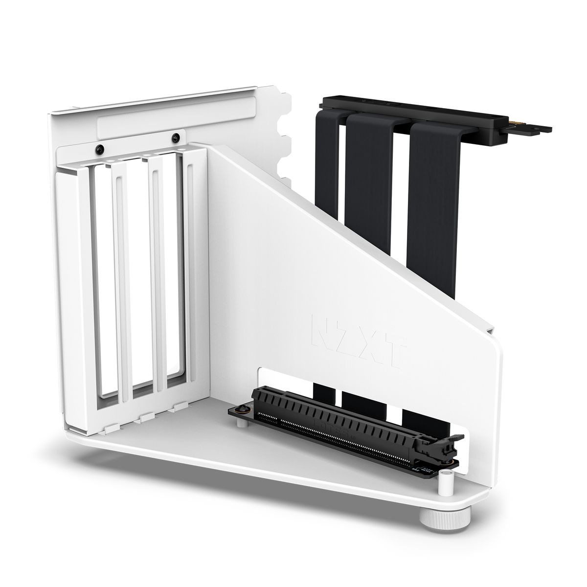 NZXT AB-RH175-W1 Grafikkartenhalter, Vertikale Montage für H7-Serie, Universal PC-Gehäuse, Weiß, Riserkabel 17,5 cm