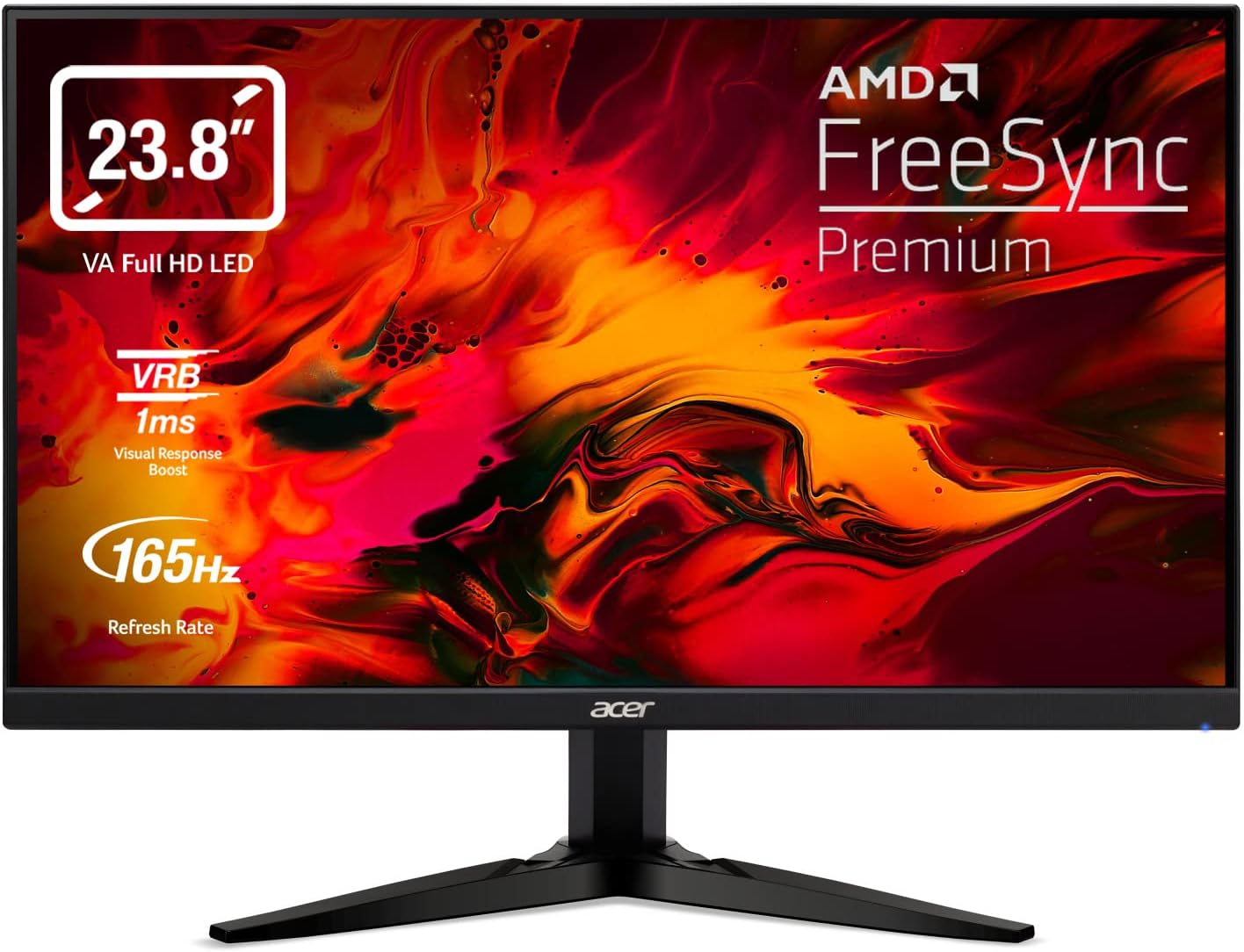 Acer KG241YS Monitor 24 Zoll (60 cm Bildschirm) Full HD, 165Hz, 1ms (VRB), HDMI 2.0, DP 1.2, AMD FreeSync Premium, Schwarz