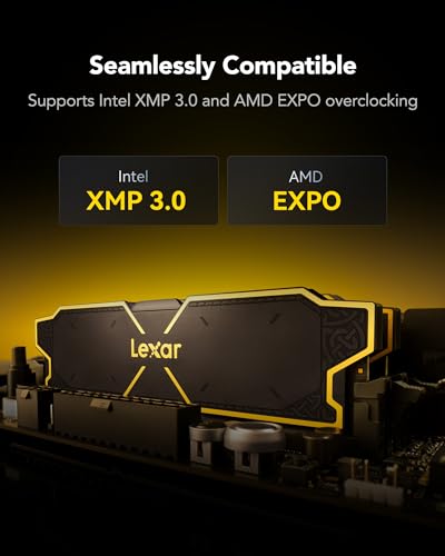 Lexar LD5U08G60C38LG-RGD DDR5 RAM 16GB (2x8GB) 6000MHz CL38 UDIMM Desktop-Speicher, Low-Profile 40mm, On-Die ECC, Intel XMP 3.0 & AMD EXPO