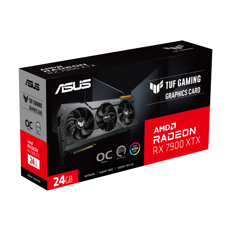 ASUS TUF Gaming TUF-RX7900XTX-O24G-GAMING AMD Radeon RX 7900 XTX 24 GB GDDR6, PCIe 4.0, HDMI 2.1, 3x DisplayPort, 3x 8-pin, 3,63-Slot, ARGB