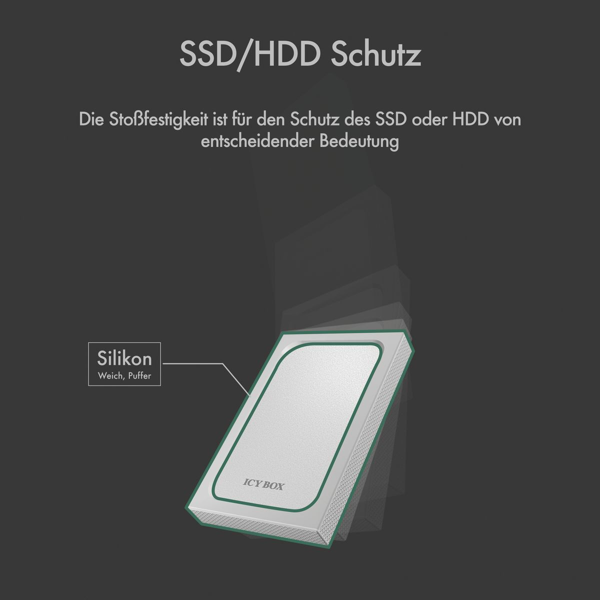 ICY BOX IB-241WP HDD / SSD-Gehäuse Anthrazit, Silber 2.5"