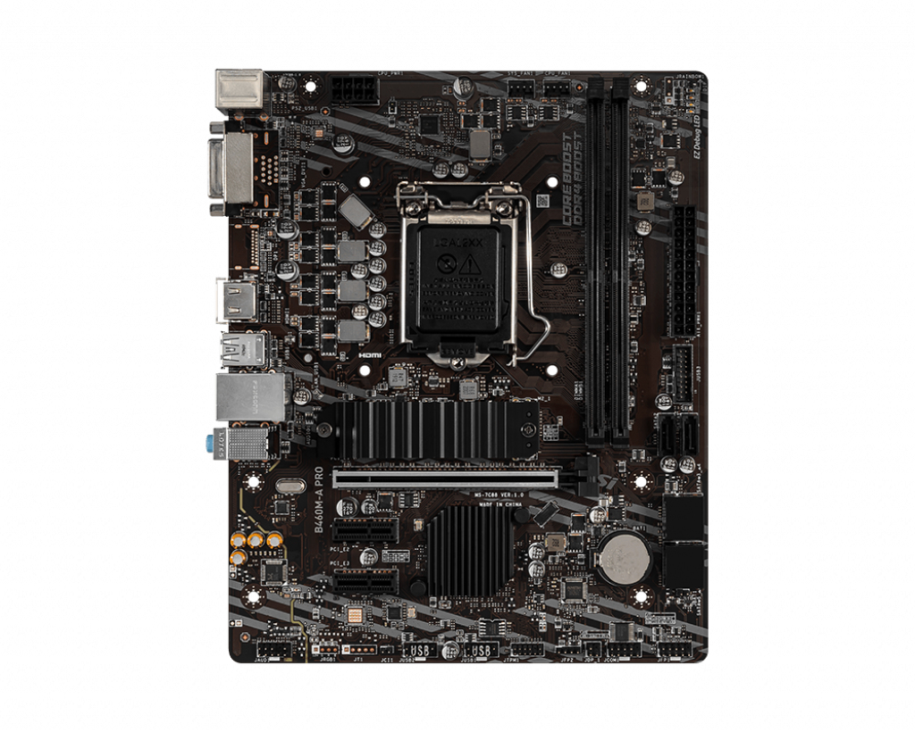 MSI B460M-A PRO Intel LGA1200 DDR4 M.2 USB 3.2 Gen 1 HDMI M-ATX Gaming Motherboard