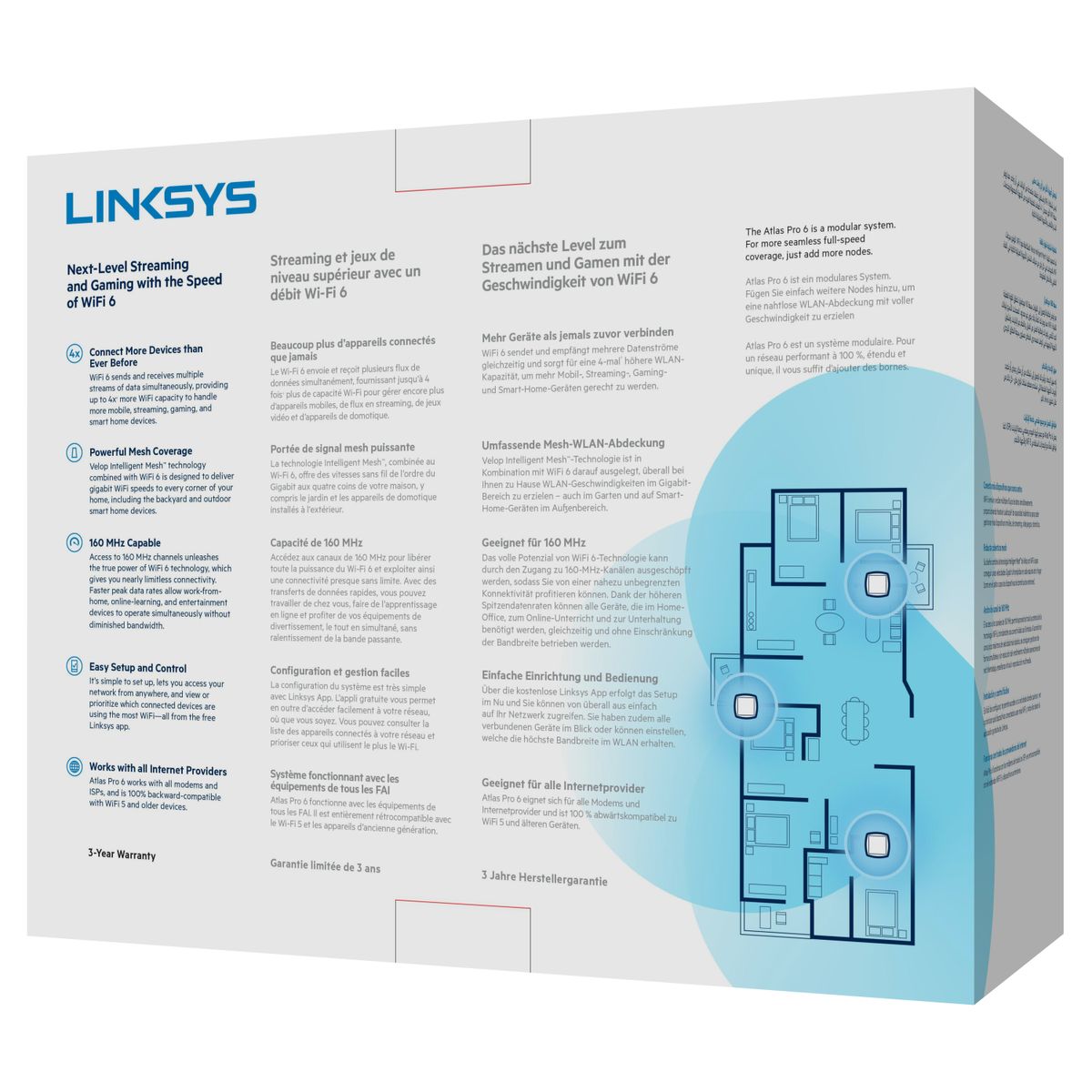Linksys Atlas Pro 6 Velop Dual-Band-Mesh-WiFi 6-System (AX5400) WLAN-Router, Repeater, Extender mit bis zu 250 m² Funkabdeckung, 4-mal schneller, für mehr als 30 Geräte – 1er-Pack, Weiß AX5400 | Dual-Band 1 Pack | 1-2 Bedrooms