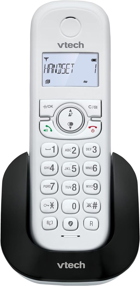 VTech CS1500 Schnurloses DECT-Telefon mit Anrufsperre, Anrufer-ID/Anklopfen, Freisprecheinrichtung, beleuchtetem Display und Tastatur