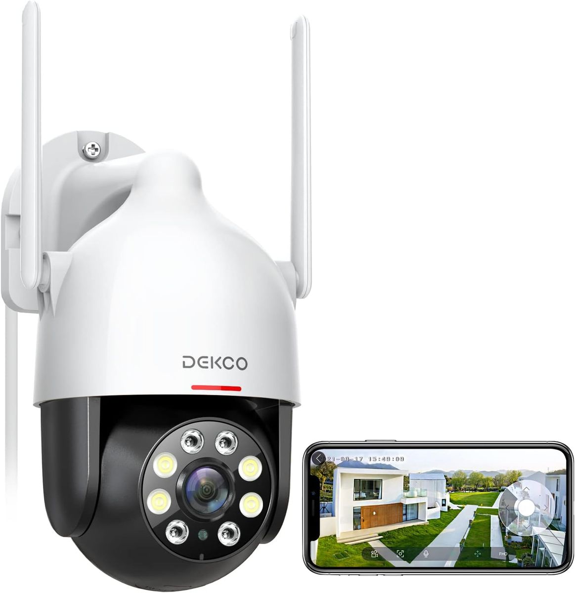 DEKCO 2K Überwachungskamera Aussen WLAN, 350°/90° Schwenkbar WLAN Kamera Outdoor, 3MP WiFi Kamera mit Automatische Verfolgung, 30m Nachtsicht in Farbe, 2-Wege Audio, IP66… DEKCO 2K Überwachungskamera Aussen WLAN, 350°/90° Schwenkbar WLAN Kamera Outdoor, 3MP WiFi Kamera mit Automatische Verfolgung, 30m Nachtsicht in Farbe, 2-Wege Audio, IP66…