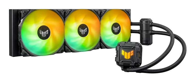 ASUS TUF Gaming LC II 360 ARGB CPU-Flüssigkeitskühler (AIO), 3x 120 mm ARGB-Lüfter, 2000 RPM, PWM, IP5X, LGA1700/AM5 kompatibel, Schwarz
