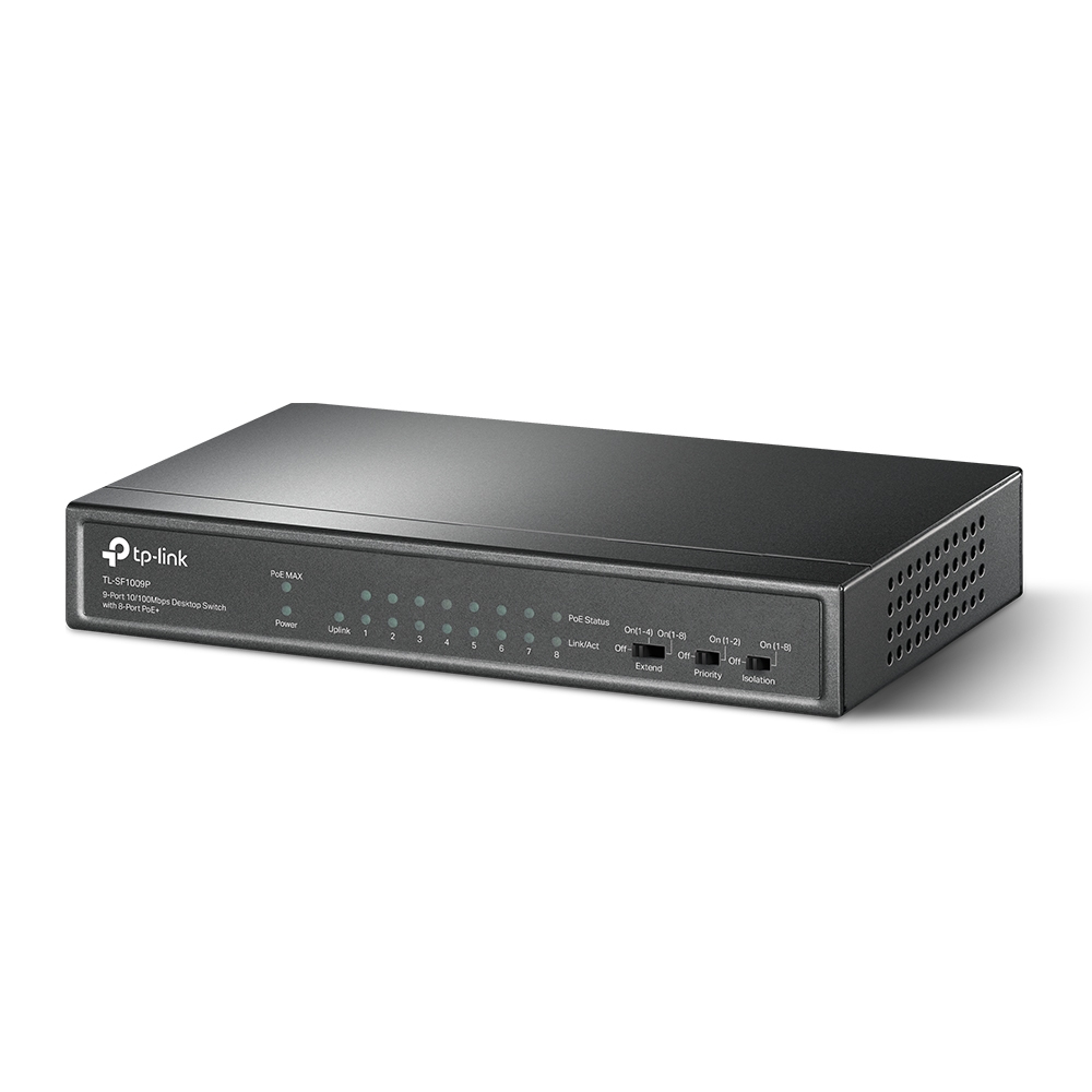 TP-Link 9-Port 10/100Mbit/s-Desktop-Switch mit 8 PoE+-Ports