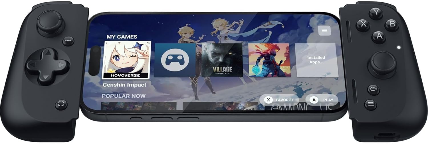 Razer Kishi V2 - USB-C Mobile Gaming Controller für iPhone und Android (Mecha-Taktile Action-Tasten, D-Pad, Analogsticks, 3,5mm Audioanschluss, Low-Latency, RGB) Schwarz