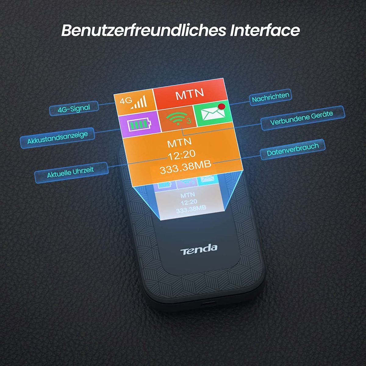 Tenda 4G185 Mobiler WLAN Router (4G/LTE bis zu 150Mbit/s Download, 50Mbit/s Upload, Hotspot, Cat.4), 2100mAh Akku, Plug & Play, kompatibel mit Allen SIM Karten, Mehrfarbig