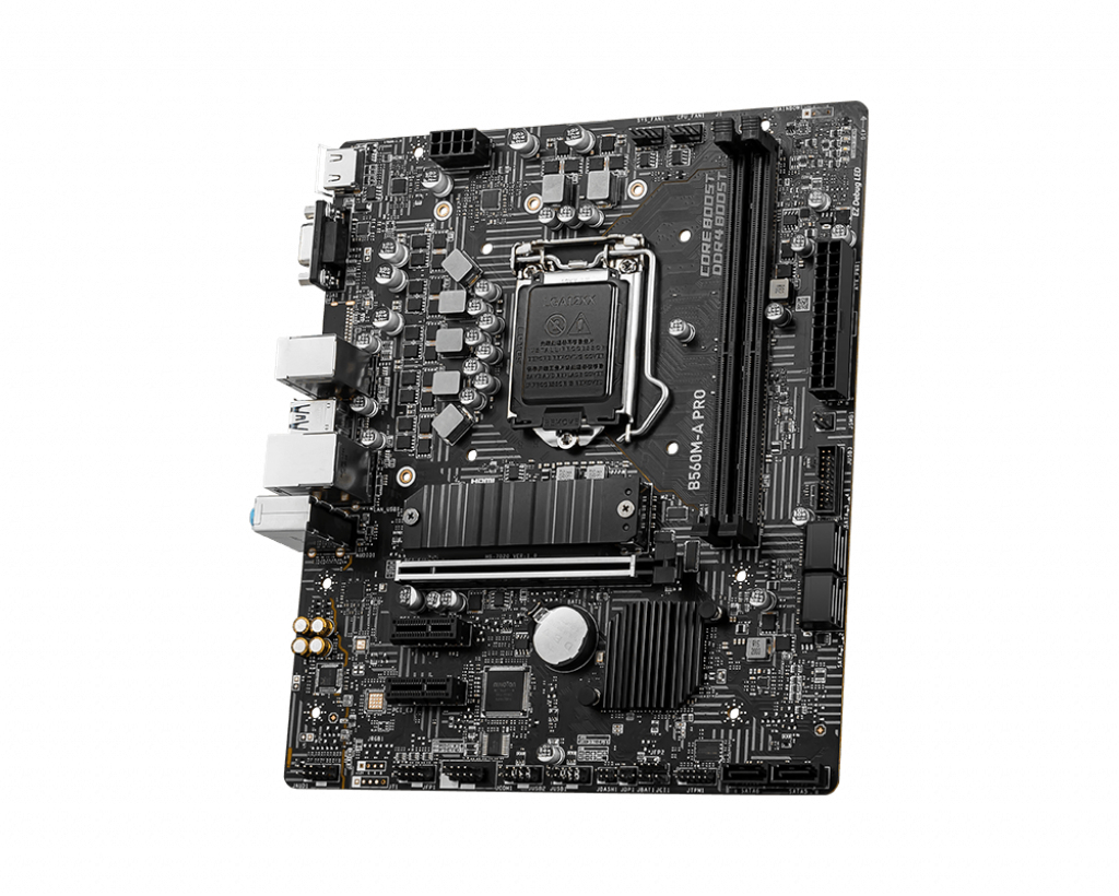 MSI B560M-A PRO Mainboard Micro-ATX, unterstützt Intel Core Prozessoren der 11. Generation, LGA 1200, 2 x DIMMs (5200MHz/OC), 1 x PCIe 4.0 x16, 1 x M.2 Gen4/3, 2.5G LAN M-ATX B560M-A PRO