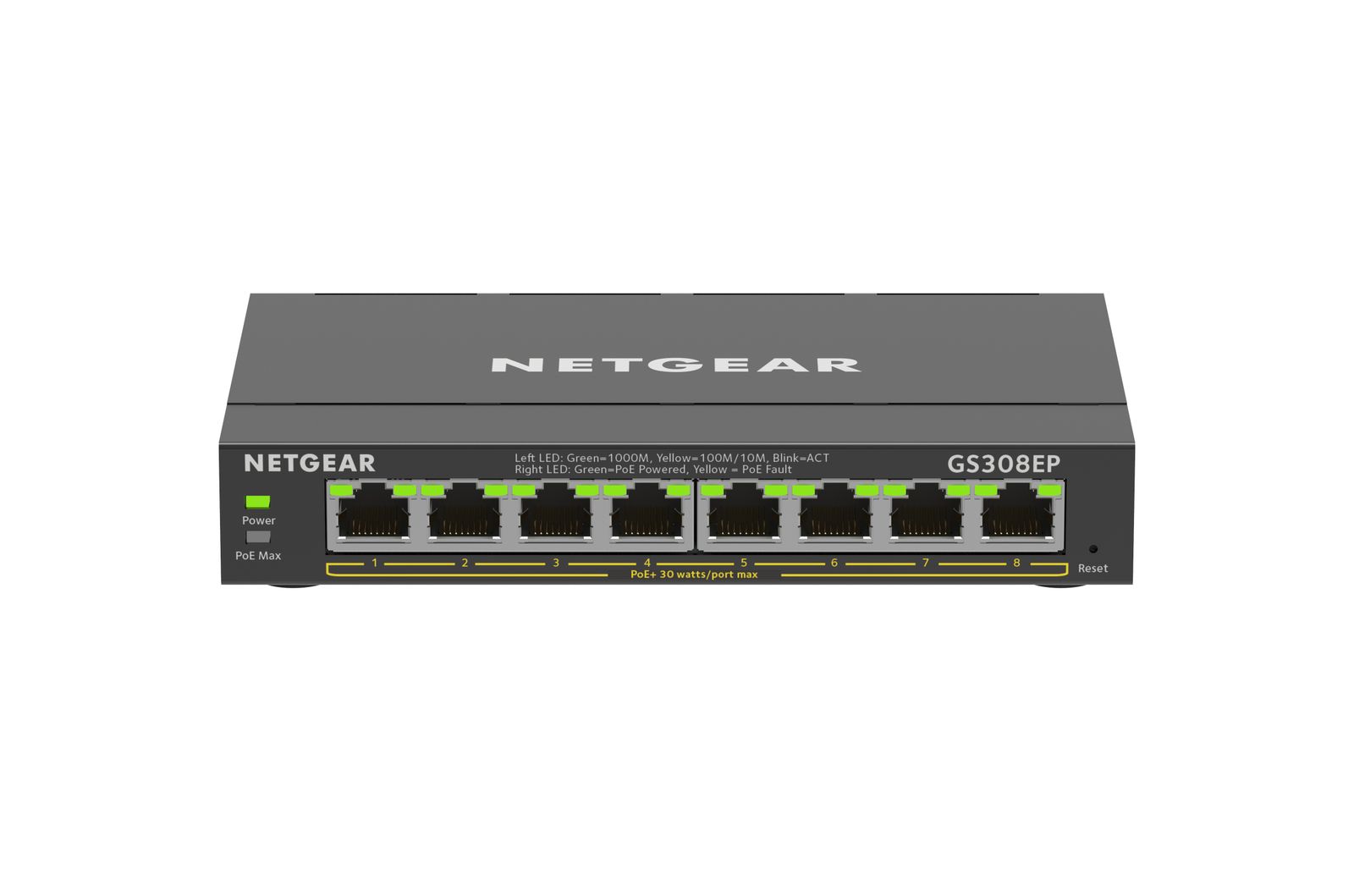 NETGEAR GS308EP Switch 8 Port Gigabit Ethernet LAN PoE Switch Plus (with 8x PoE+ 62W, Managed Network Switch with IGMP Snooping, QoS, VLAN, Fanless Metal Housing) 8 Port | Managed | 8x PoE + 62W