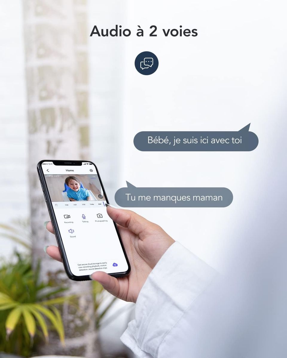 GNCC Caméra Surveillance WiFi, 2 Pièces Caméra IP WiFi sans Fil 360 ° Pan/Tilt, Caméra Dôme 1080P avec Suivi de Mouvement et de Son, Vision Nocturne et Audio Bidirectionnel, Compatible avec Alexa P1-2