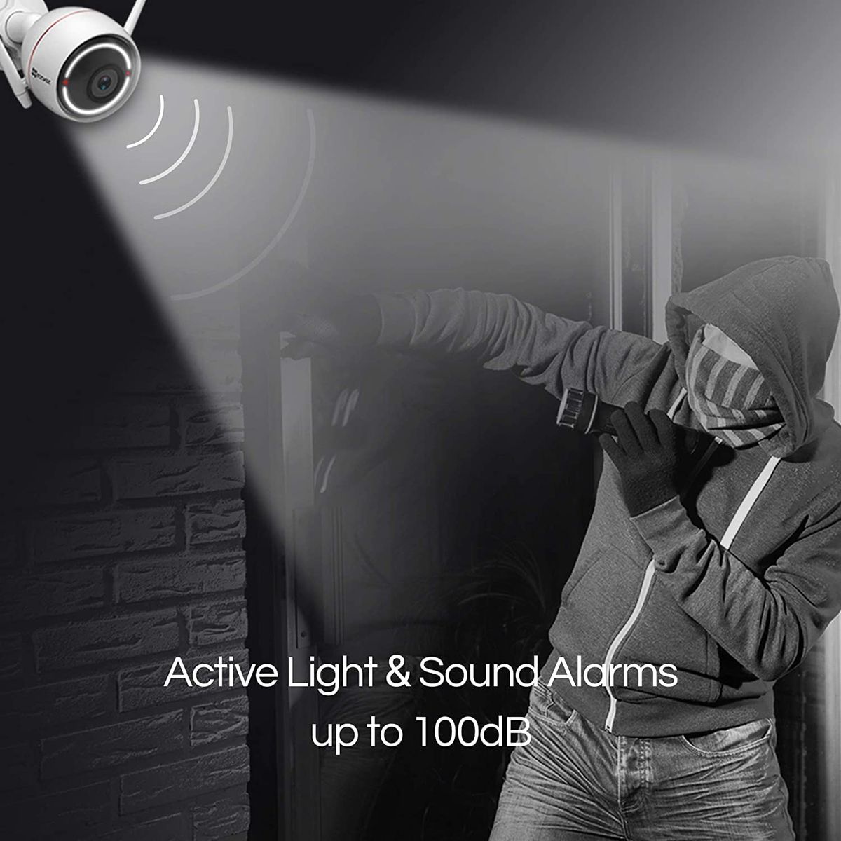 EZVIZ by HIKVISION CTQ3W 1080P WiFi IP Camera, IP66 Weatherproof, Outdoor Security Camera with Siren and Light Alarm, 2-Way Audio, 30 Metre Night Vision, LAN Port, Motion Sensor