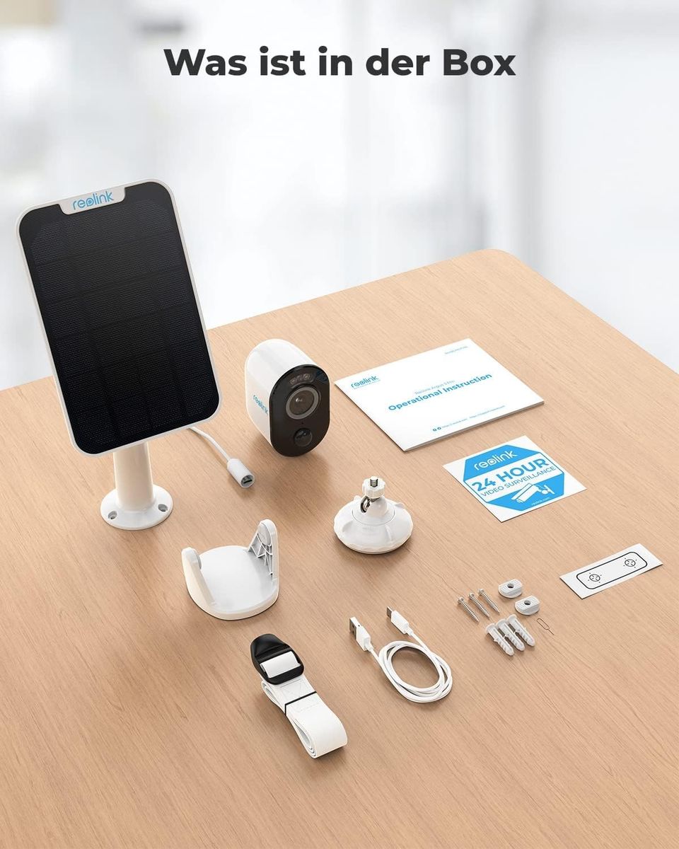 Reolink 2K 4MP Überwachungskamera Aussen Akku Argus 3 Pro+Solarpanel, 2,4/5GHz WiFi, Kein Hub Erforderlich, mit Mensch/Fahrzeug/Haustiererkennung, Solar WLAN Kamera Outdoor mit Farbnachtsicht (1) Argus 3 Pro in Weiß mit Solarpanel