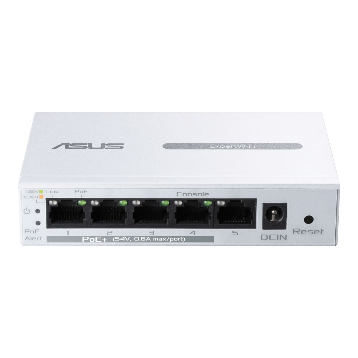 ASUS ExpertWiFi EBP15 Managed PoE+-Switch 5x Gigabit, 4x PoE+ 60W Gesamt, 54V DC, Weiß