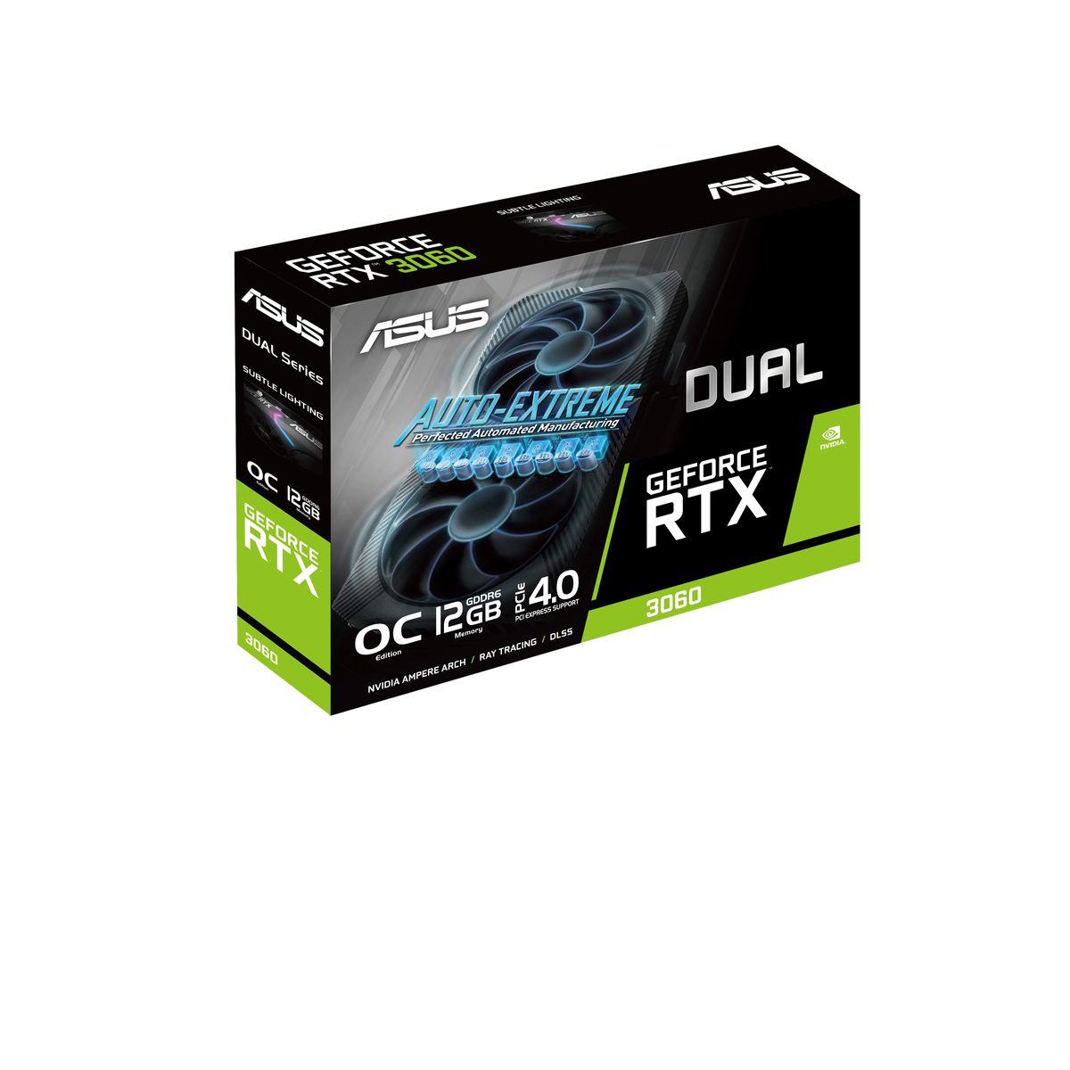 ASUS Dual RTX3060-O12G-V2 OC Edition NVIDIA GeForce RTX 3060 12 GB GDDR6, PCIe 4.0, HDMI 2.1, 3x DisplayPort, 2x Axial-Lüfter, 2-Slot