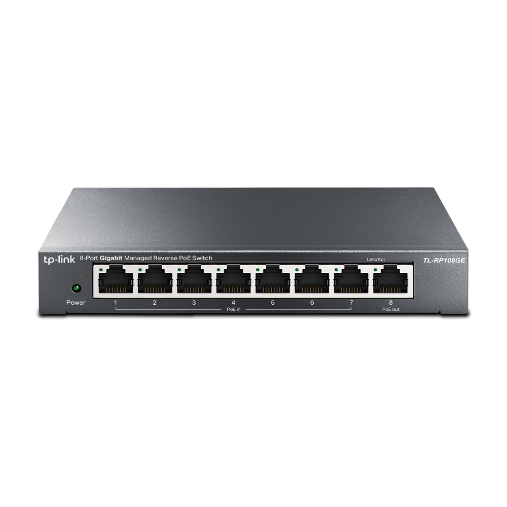 TP-Link RP108GE(UN) V1.0 Managed L2 Netzwerk-Switch, 8x Gigabit PoE (10/100/1000), 16 Gbit/s, 4000 MAC-Adressen, Passive PoE, Schwarz