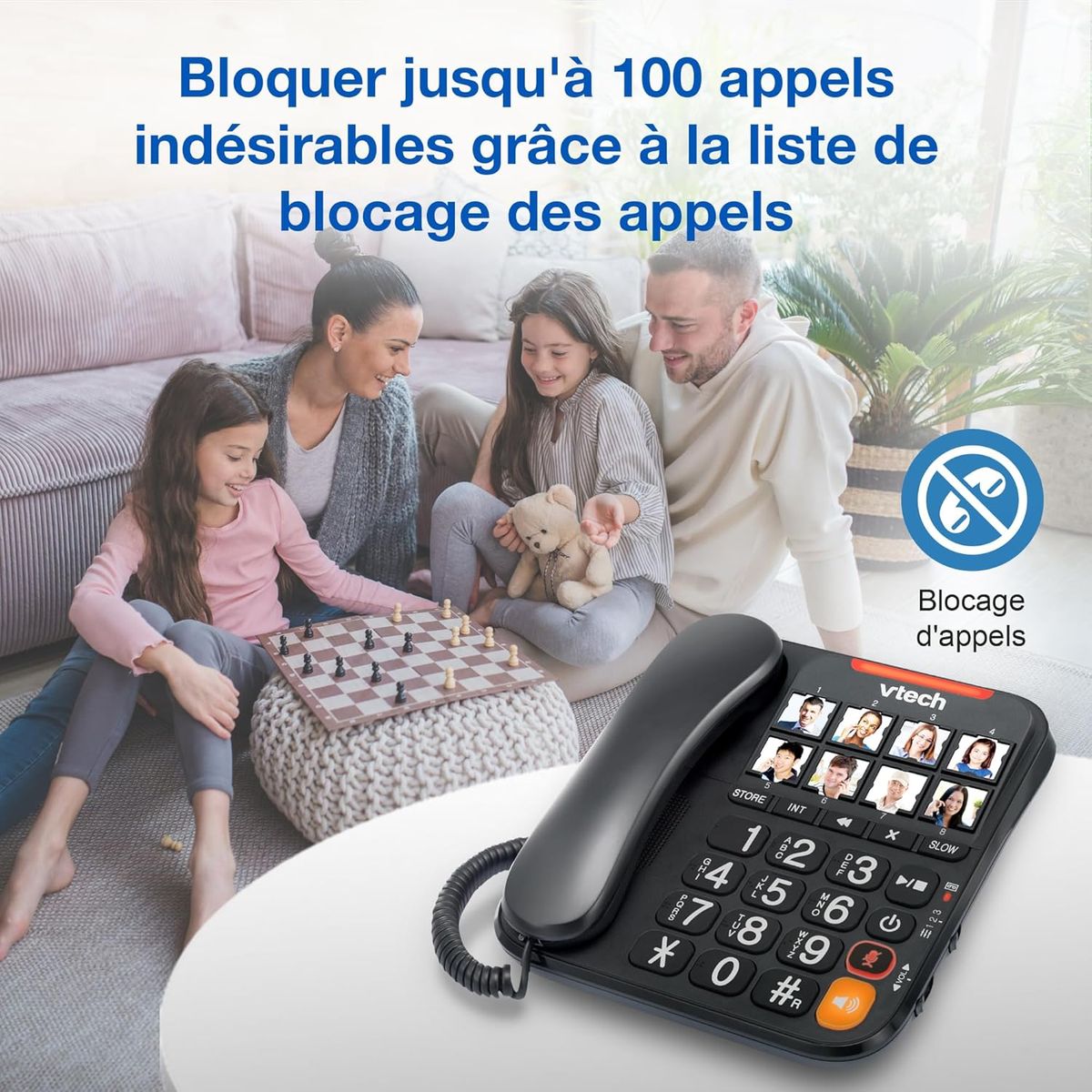 VTech CL6550 Schnurgebundenes Telefon + Schnurloses DECT-Telefon, mit großen Tasten, Anrufblock, Mobilteil und Basis mit Lautsprecher, großen Tasten und großem Display