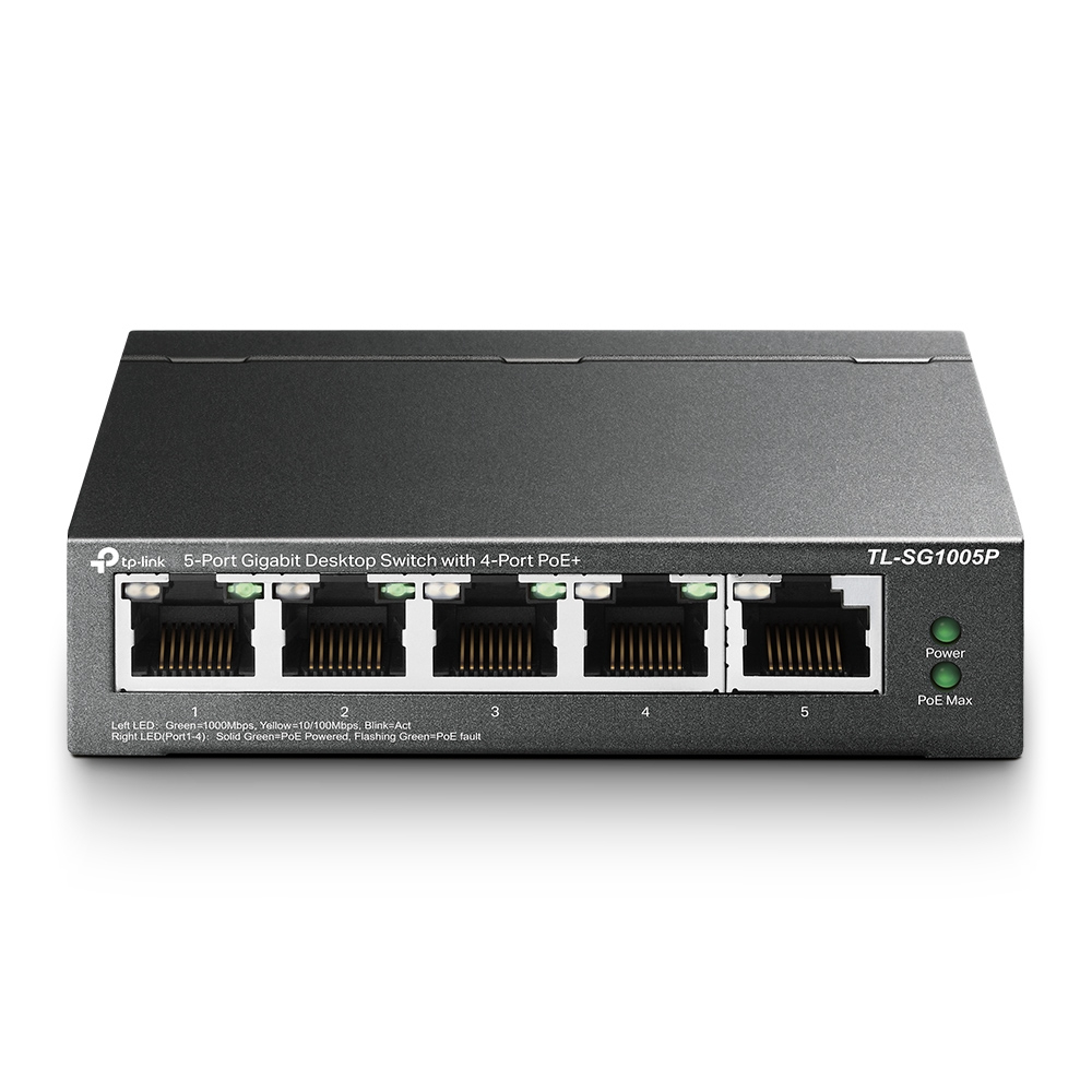 TP-Link TLSF1005P NetzwerkSwitch Unmanaged Fast Ethernet 10100 Power over Ethernet PoE Schwarz