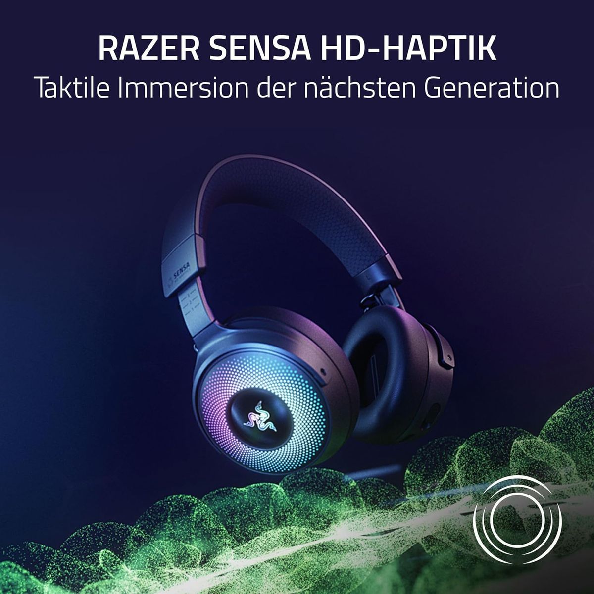 Razer Kraken V4 Pro - Kabelloses Gaming-Headset mit Control Hub Sensa HD-Haptik (OLED-Control-Hub, Triforce 40mm Treiber, HyperSpeed & Bluetooth, THX Spatial Audio, RGB) Schwarz