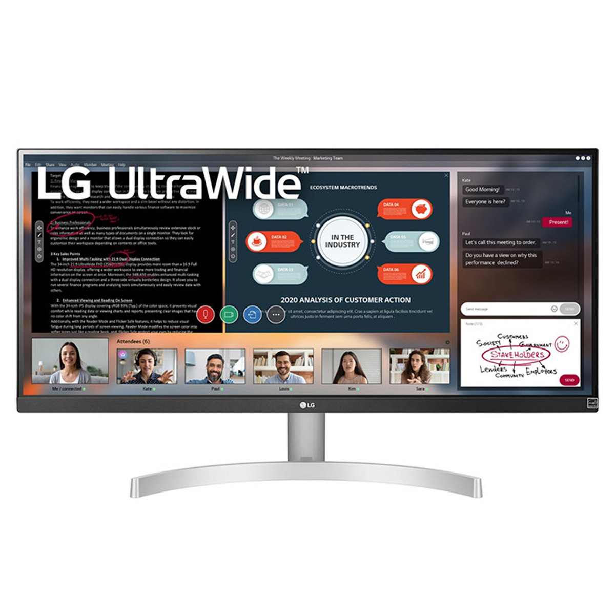 LG Electronics 73cm/29 2560x1080 29WN600-W 21:9 5ms IPS 2xHDMI DisplayPort VESA Speaker UWFHD