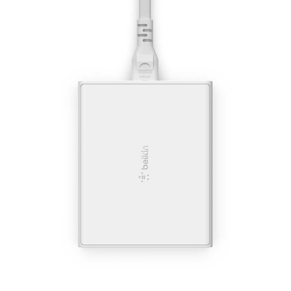 Belkin 108-W-GaN-USB-Ladestation für mehrere Geräte, schnelles Ladegerät mit 2x USB-C und USB-A, Dock/Hub für MacBook, Pro, Air, iPhone, Max, mini, iPad Pro, Air, und andere Geräte