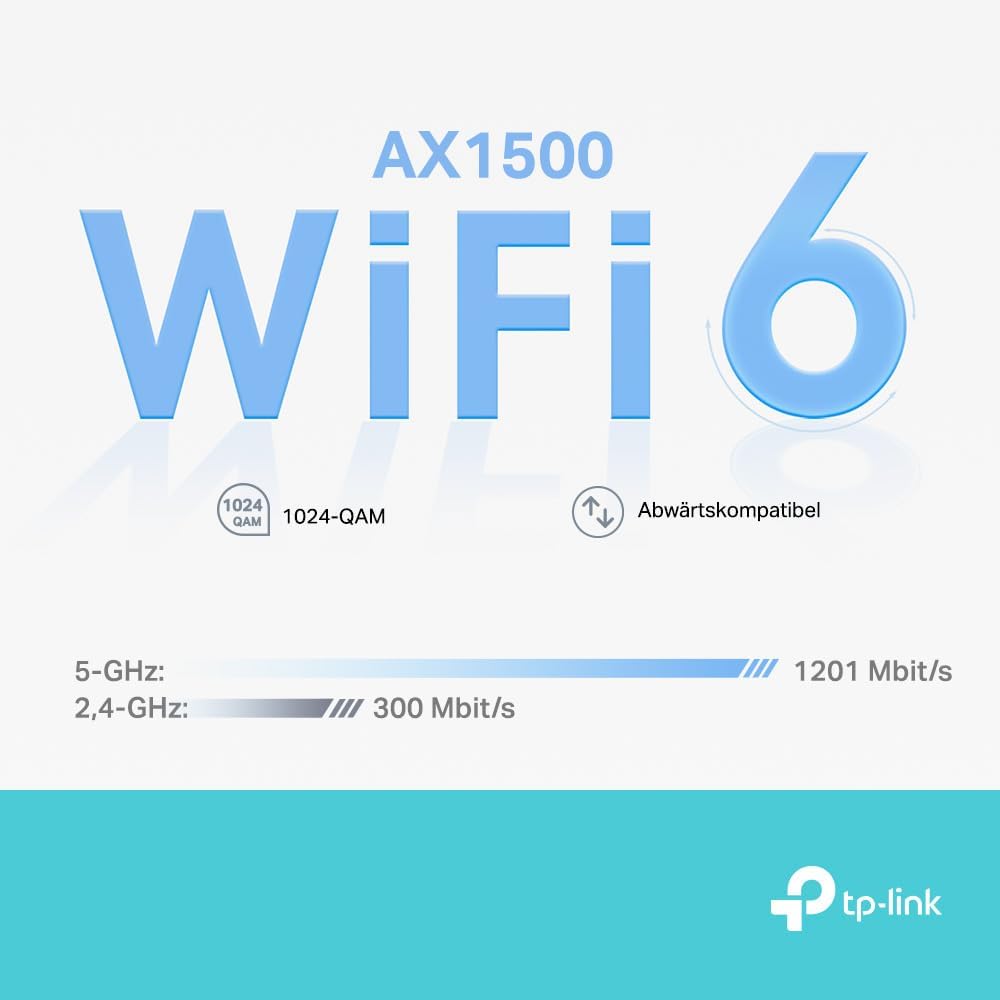 TP-Link Deco X1500 1er-Set Mesh WLAN, AX1500 Dual-Band Router & Repeater, 2× Gigabit-Ports, WPA3, Kindersicherung, EU